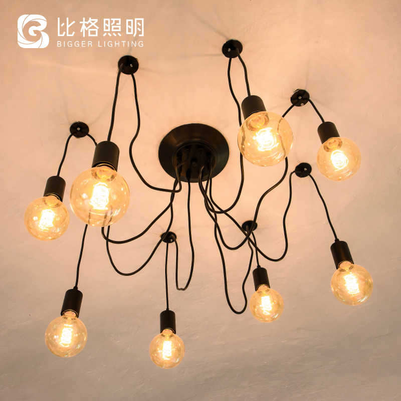 Retro Day Women's Loose Flowers Chandeliers Long Spider lamps Loft Dining Hall Clothing Shop Creative Retro Industrial Wind Bar