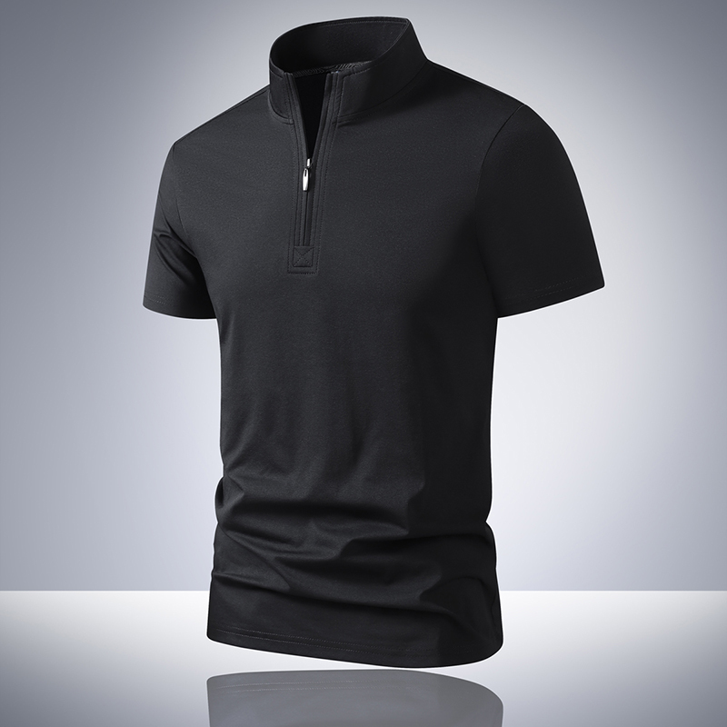 30+ Men's High-End Stand-Up Collar Half-Zip Short-Sleeved T-Shirt Men's Summer Thin Breathable Business Casual Polo Shirt Men 30+ Men's High-End Stand-Up Collar Half-Zip Short-Sleeved T-Shirt Men's Summer Thin Breathable Business Casual Polo Shirt Men