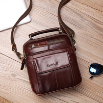 Genuine Leather Mens Slanted Satchel 2021 New Mens Bag Handbag Single Shoulder Bag Retro Bag Cross Backpack Casual