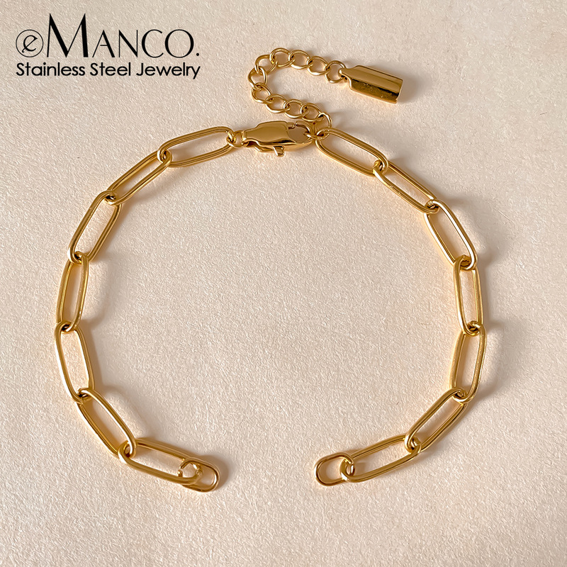 Emanco European and American Fashion Simple and Unique Titanium Steel Bracelet Jewelry Stainless Steel Paperclip Chain Functional Accessories