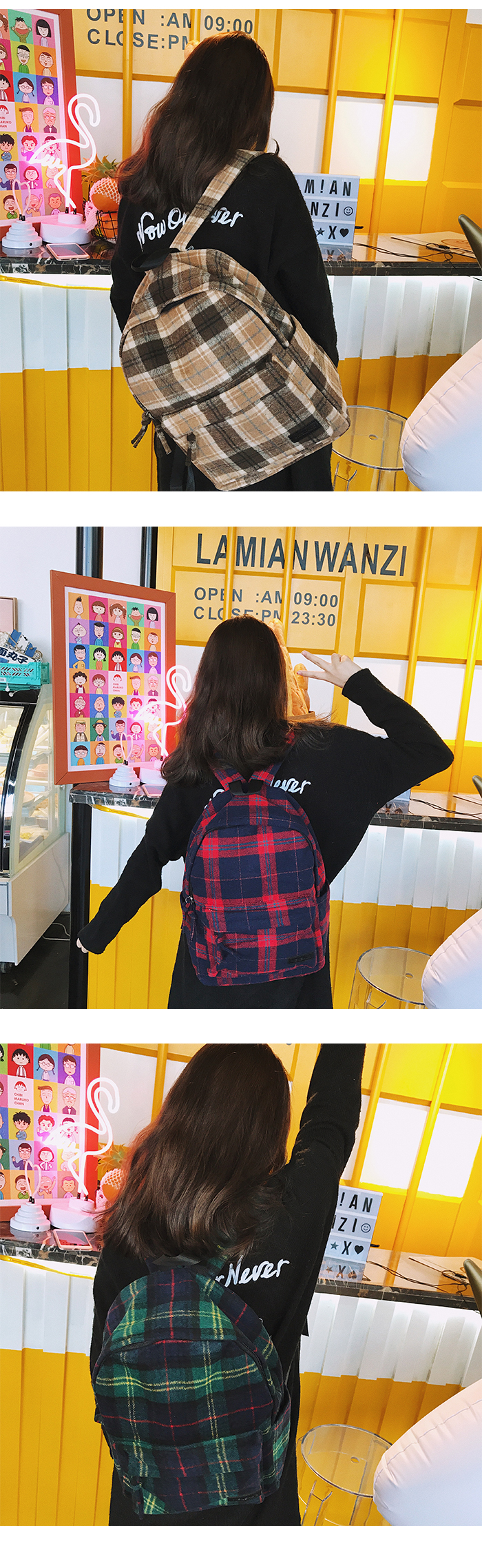 Ramen bóng 2018 Nhật Bản ba lô Harajuku nữ giản dị lưới hoang dã retro ba lô len sinh viên balo da bò
