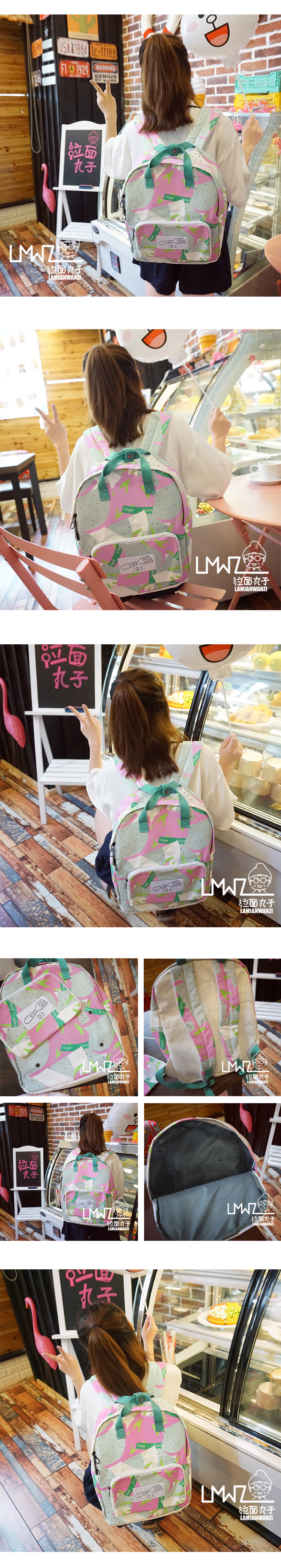 Ramen bóng Hàn Quốc nhỏ dễ thương tươi nhỏ giản dị túi sinh viên ba lô MTC2N24WBW balo bé gái