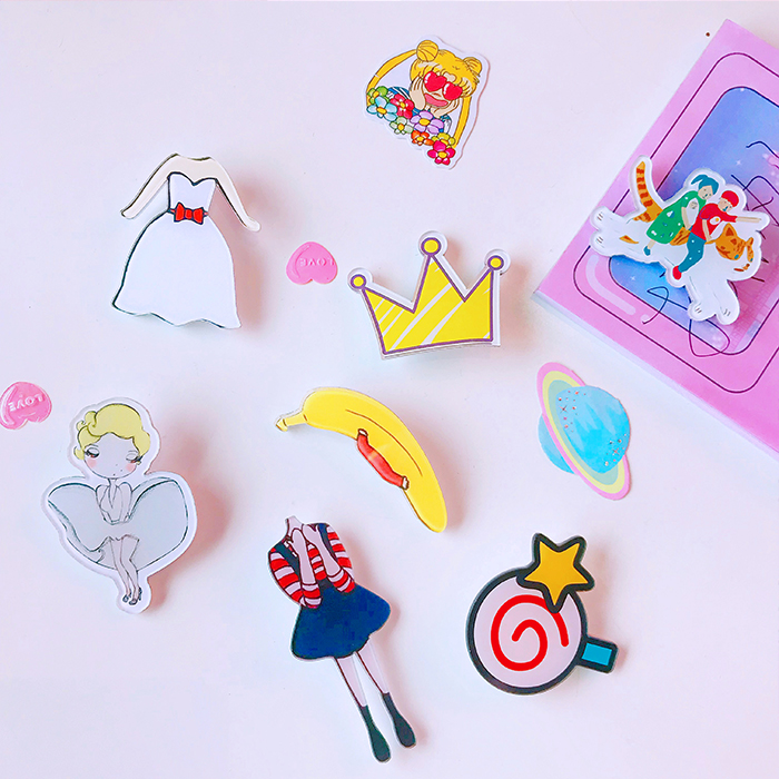 Hàn quốc cá tính dễ thương phim hoạt hình acrylic túi anime badge Nhật Bản Harajuku phong cách mềm chị trâm phụ kiện pin