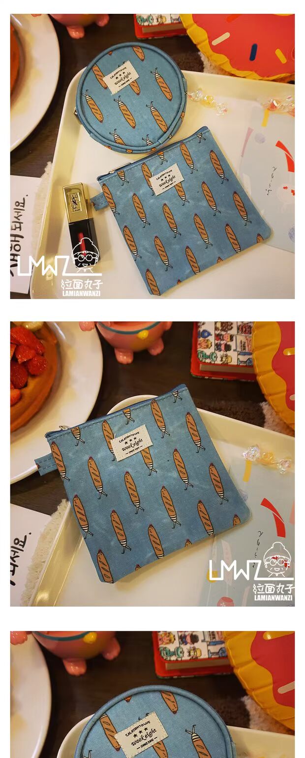 Nhật Bản nhỏ tươi dễ thương phim hoạt hình in ấn Hàn Quốc mini xu ví lưu trữ đồng tiền túi lưu trữ băng vệ sinh clutch nam