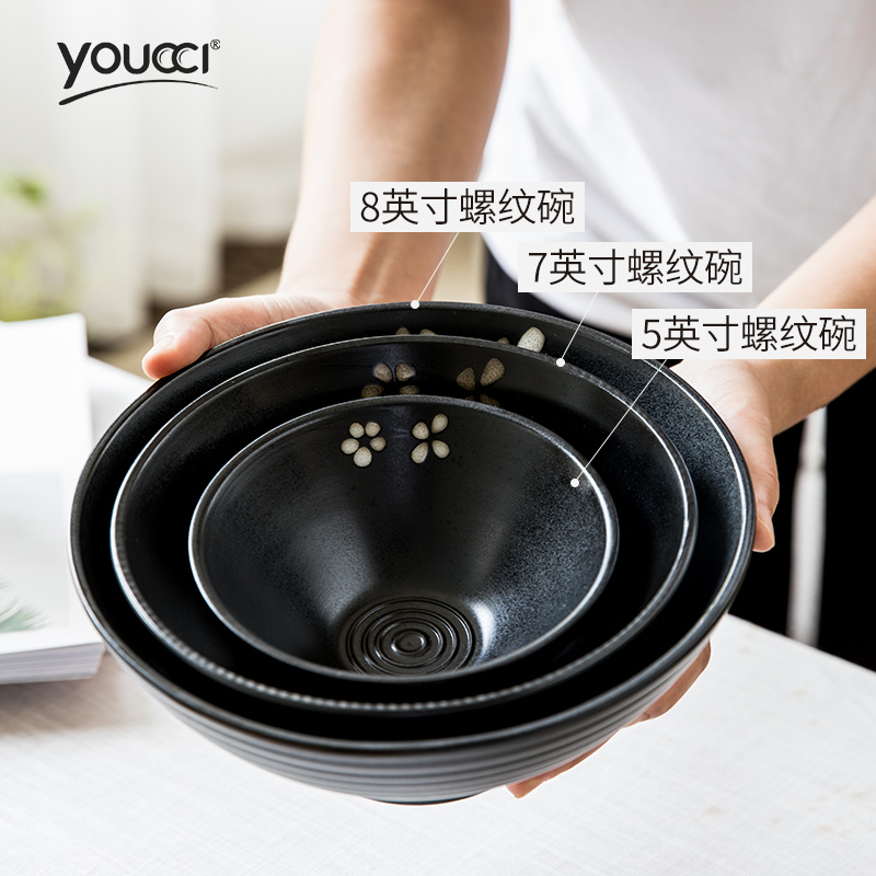 Japanese and wind tableware ceramic bowl creative home eat rice bowl rice bowls tall bowl of hand - made hat to bowl of beef noodles in soup bowl