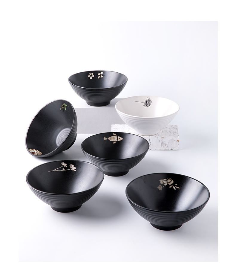 This porcelain Japanese ramen rainbow such use ceramic bowl large household have rainbow such as bowl beef rainbow such as bowl hat to bowl bowl threads