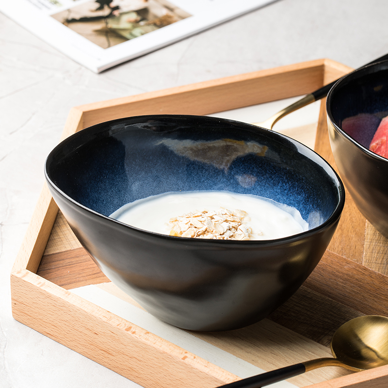 This household ceramics creative special - shaped ceramic bowl move hot pot dishes snacks rainbow such use bevel cold dish bowl of European dishes