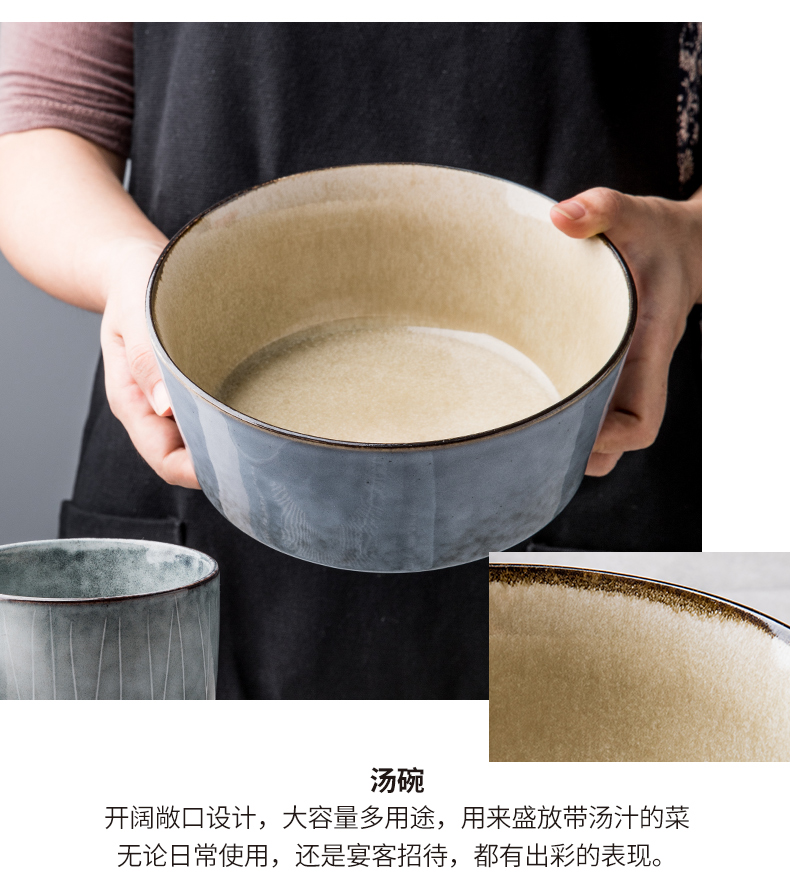 Nordic retro ceramic tableware 5 inch bowl of the big bowl rainbow such always move the food dish bowl of nice dishes for dinner
