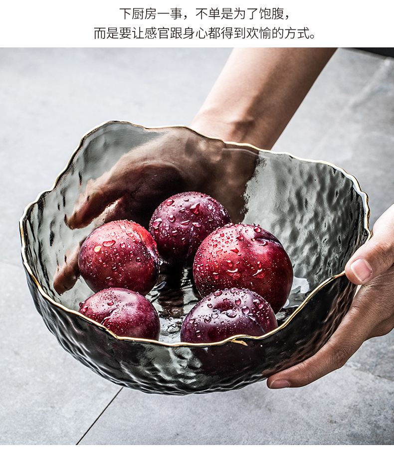 Youcci porcelain Japanese leisurely up phnom penh transparent glass bowl household fruit salad bowl hammer lines abnormity bowl dessert bowl