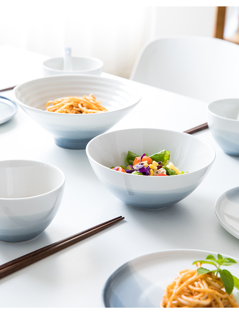 This simple porcelain ceramic rice bowl chopsticks dishes suit household 2 dishes couples Nordic plate one