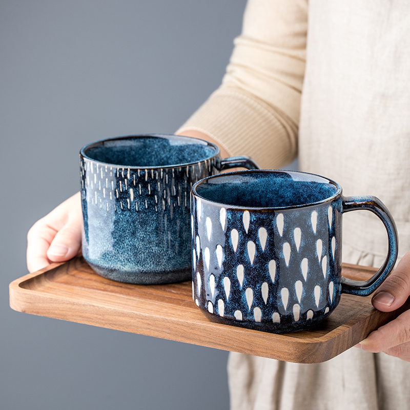 Couples mark cup a creative birthday gift cup blue suit household tide of ceramic cup coffee cup