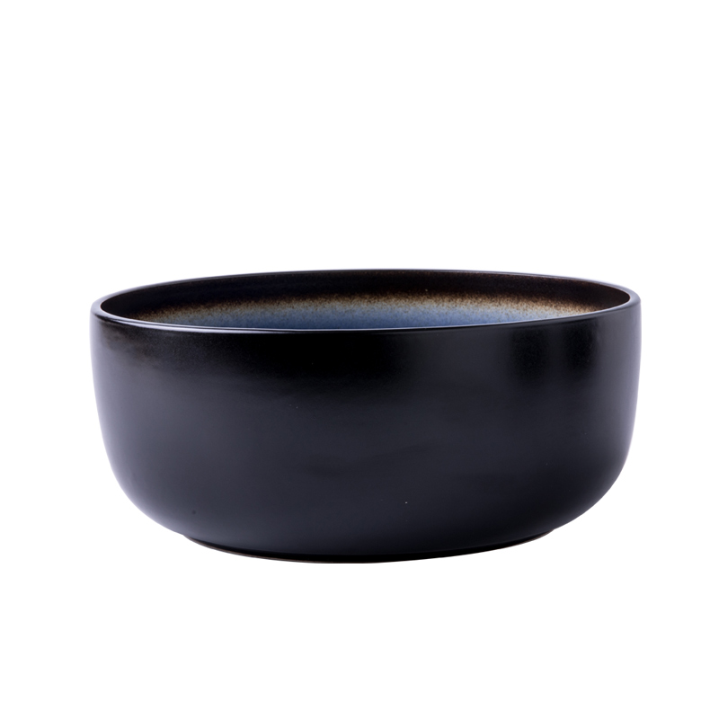 This ceramic bowl with variable glaze blue porcelain 8 inches large food noodles bowl Nordic creative dishes