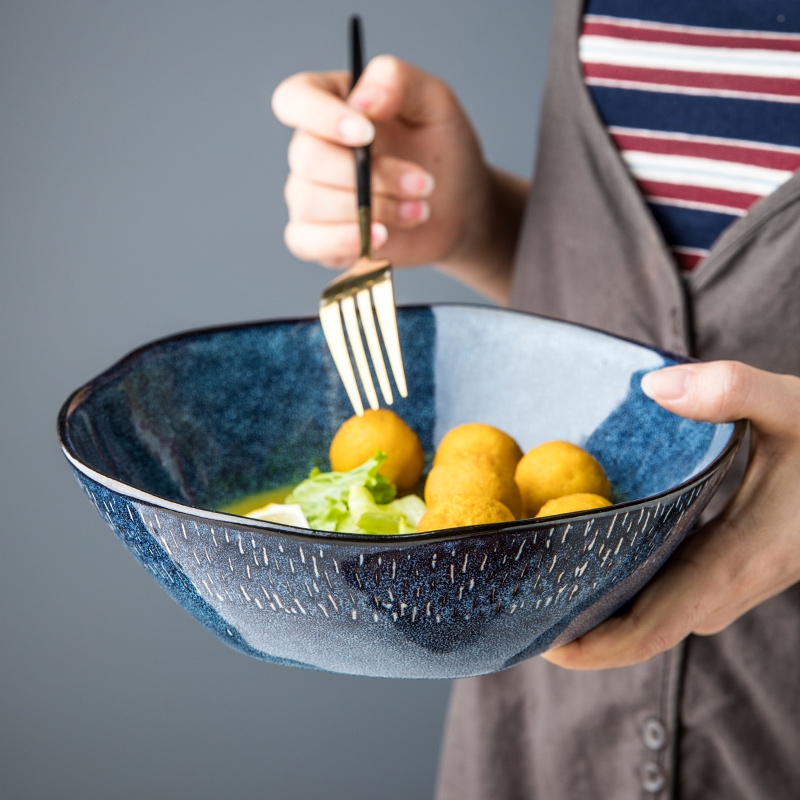 Lotus leaf bowl stars European household individuality salad bowl large irregular shaped ceramic dish bowl mix rainbow such use