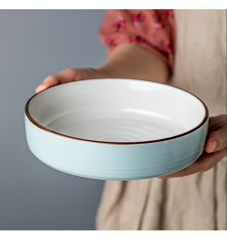 Nordic ceramic dish bowl of creative move white soup bowl household thread 7 inches round bowl photos fruit salad bowl