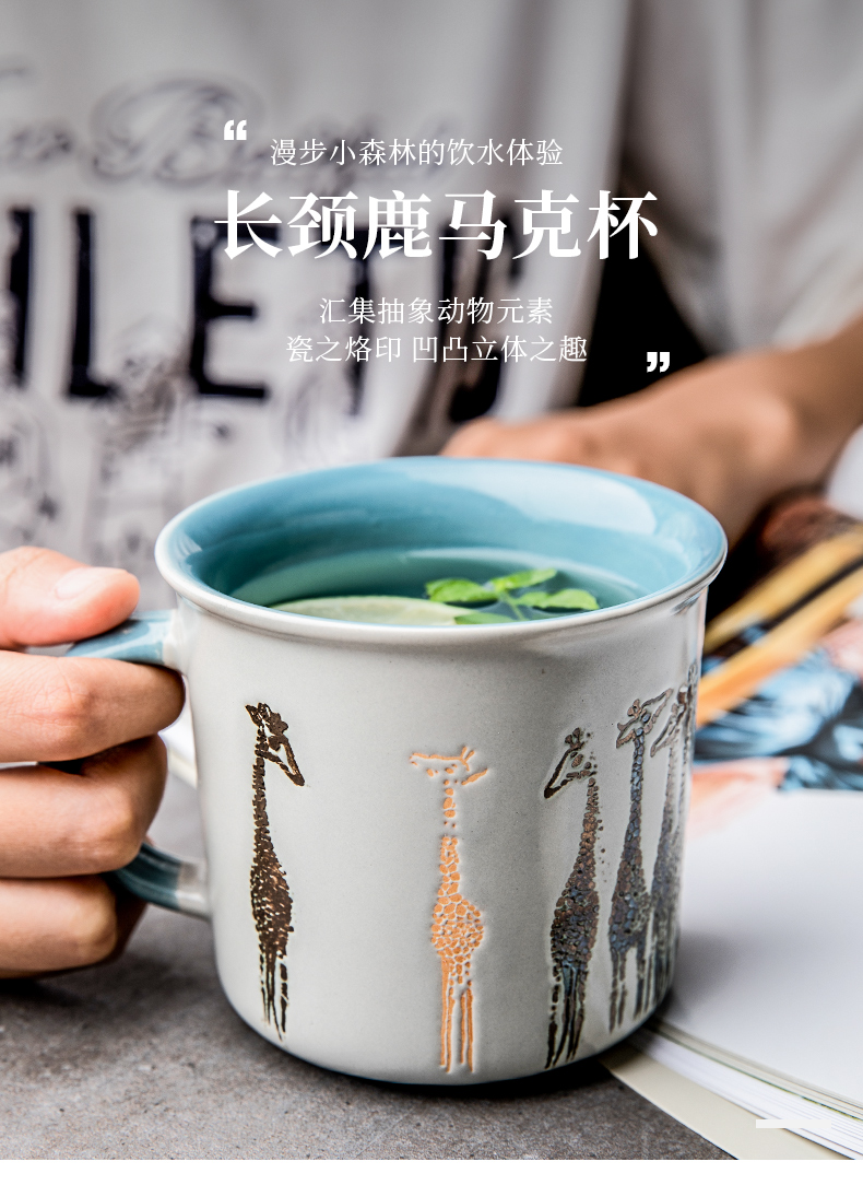 Creative lovely glass ceramic cup keller cartoon lovers a cup of milk a cup of coffee cup tea cup