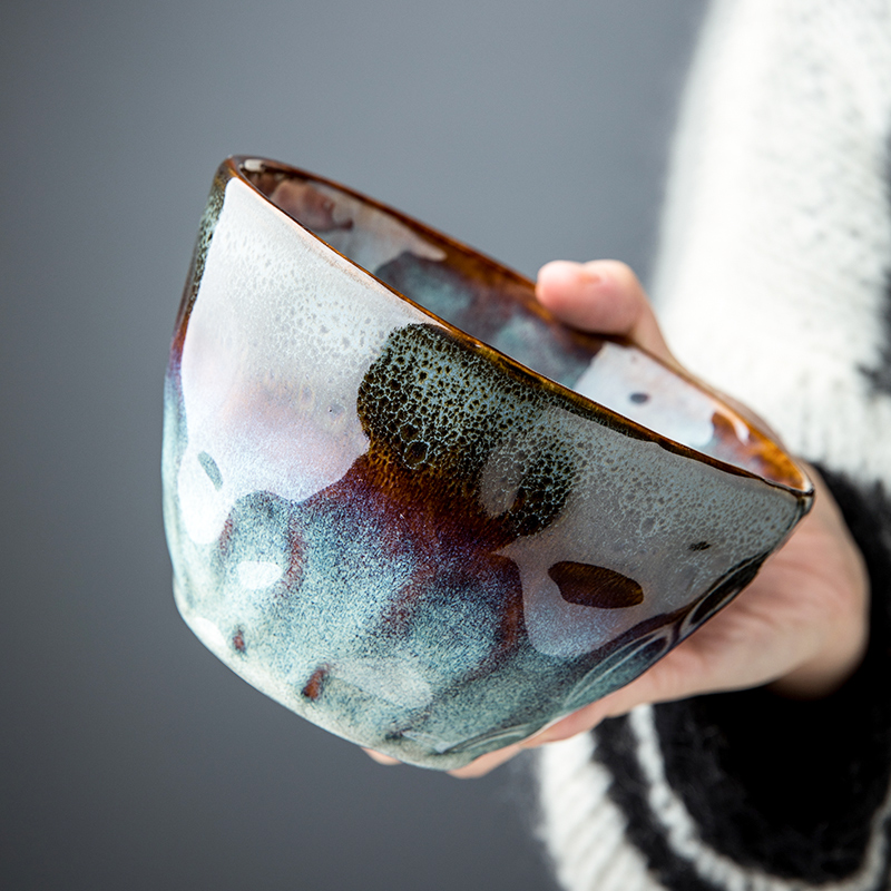 Porcelain creative leisurely 6 inches retro ceramic rainbow such as bowl of fruit salad bowl bowl of soup bowl large bowl European big bowl