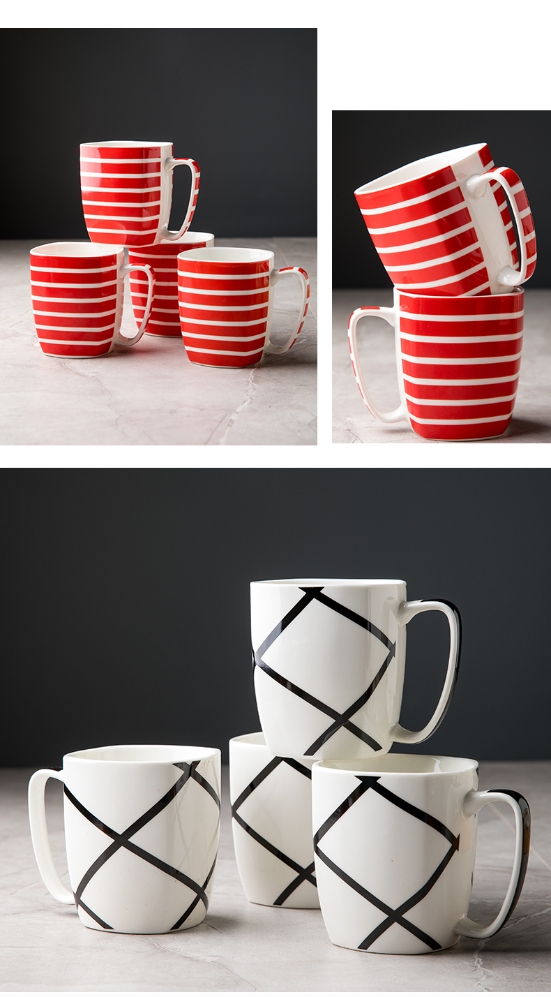 Household glass set four family sitting room ceramic keller cup water suit European cup suit