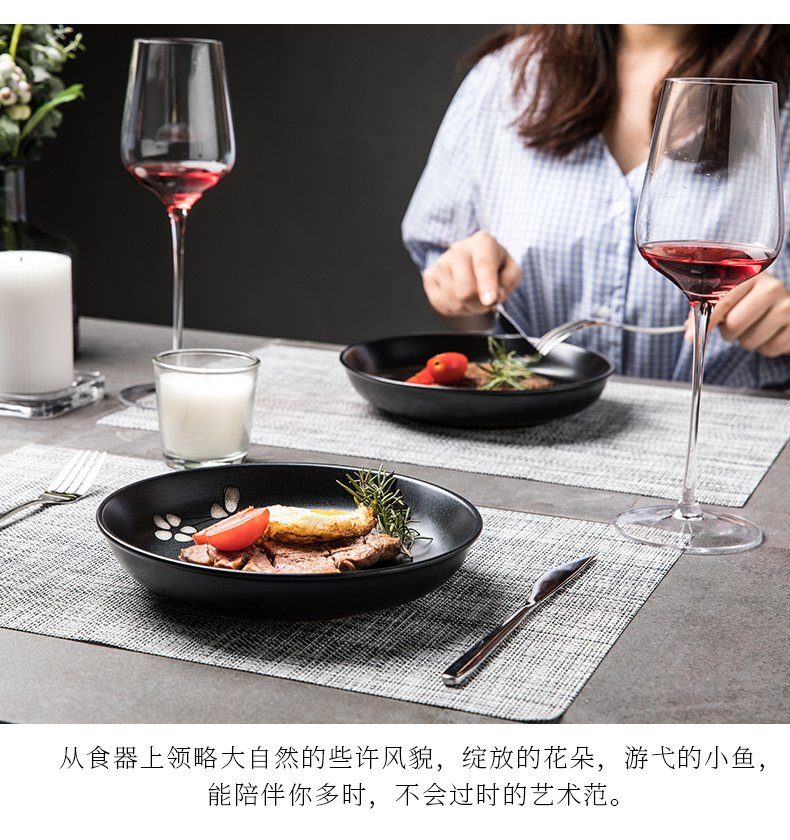 Steak knife and fork suit household continental plate composite ceramic disc beefsteak breakfast tray