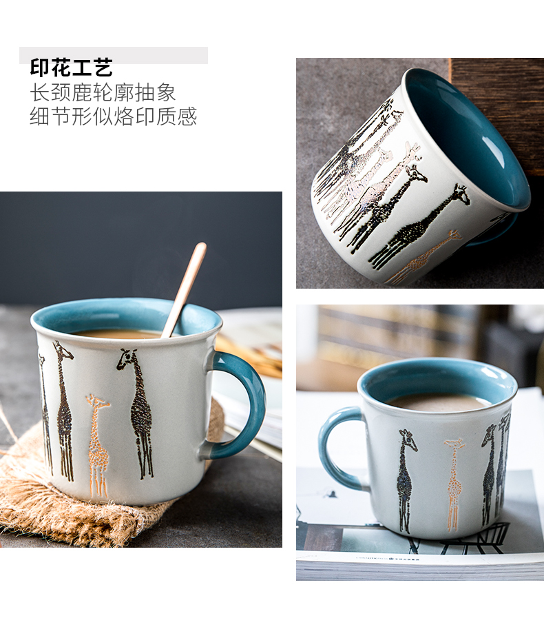 Creative lovely glass ceramic cup keller cartoon lovers a cup of milk a cup of coffee cup tea cup