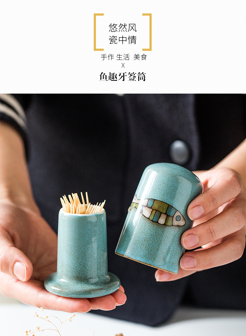 Porcelain creative toothpicks can leisurely domestic cartoon toothpick box contracted fashion toothpick bucket of ceramic European - style toothpicks extinguishers