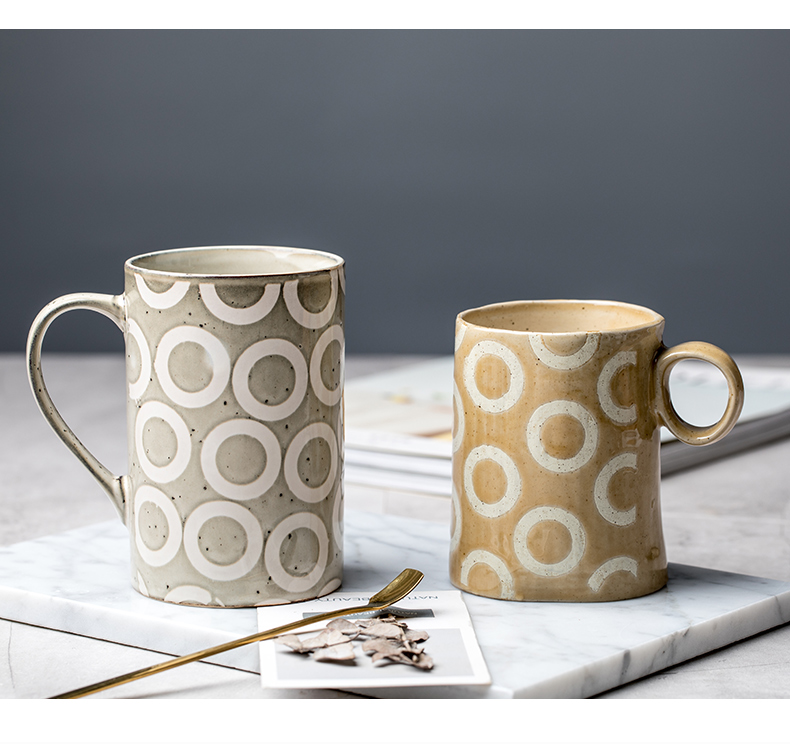 Glass ceramic contracted household cup keller cup hand - made of high - capacity breakfast cup milk cup office