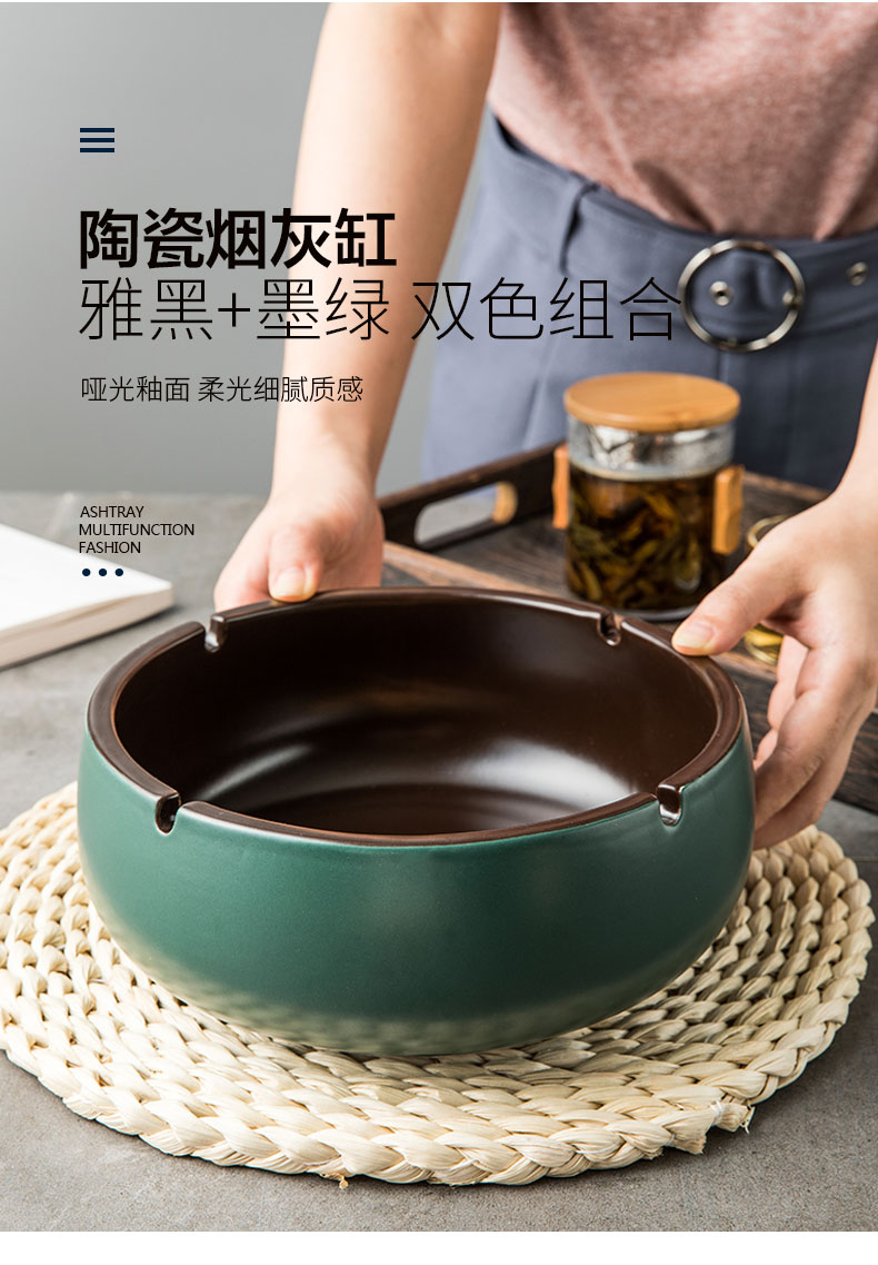 Creative large heavy ashtray retro move ceramic ashtray home sitting room office multi - function ashtray