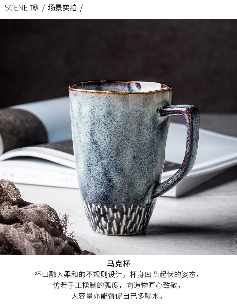 Large capacity high CPU contracted Europe type restoring ancient ways ceramic cup stars hand - made coffee cup boreal Europe style keller
