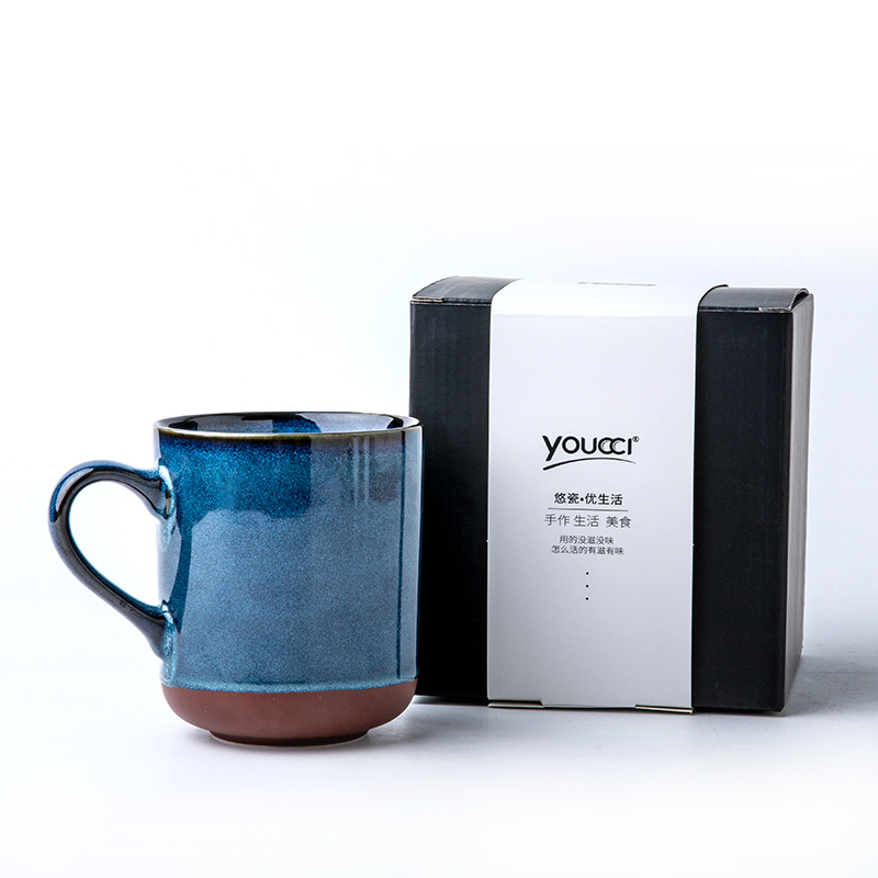 This porcelain keller large capacity move ceramic cup upset blue coffee cup creative cup home