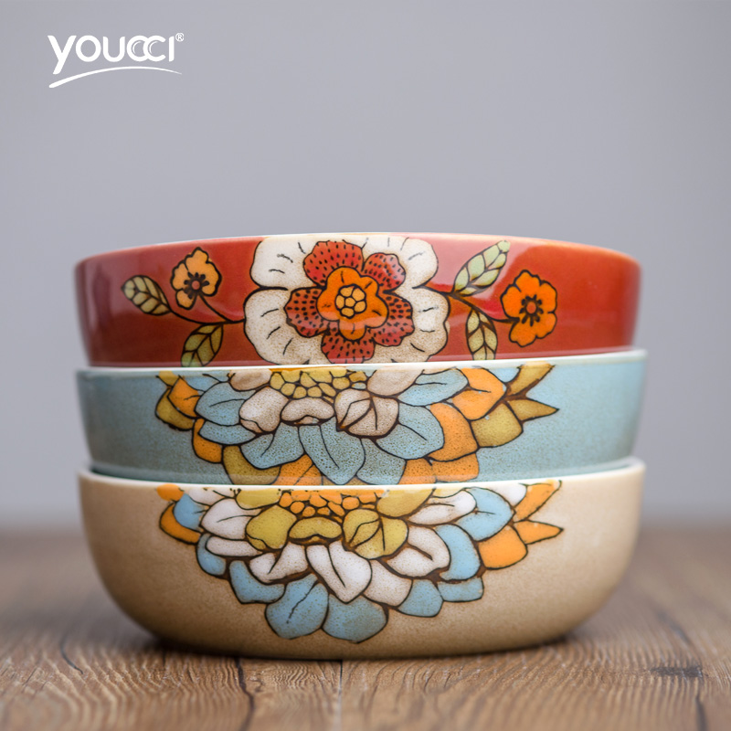 This porcelain Nordic creative household ceramic dish bowl rainbow such as bowl restaurant fruit salad bowl dessert bowl of soup bowl of cereal bowl