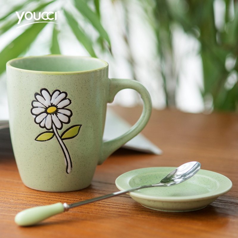 Youcci porcelain, lovely leisurely original point contracted household ceramic cup milk cup keller cup with a spoon