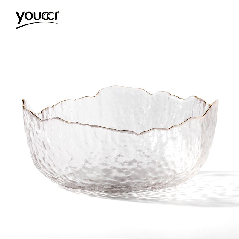 Youcci porcelain Japanese leisurely up phnom penh transparent glass bowl household fruit salad bowl hammer lines abnormity bowl dessert bowl