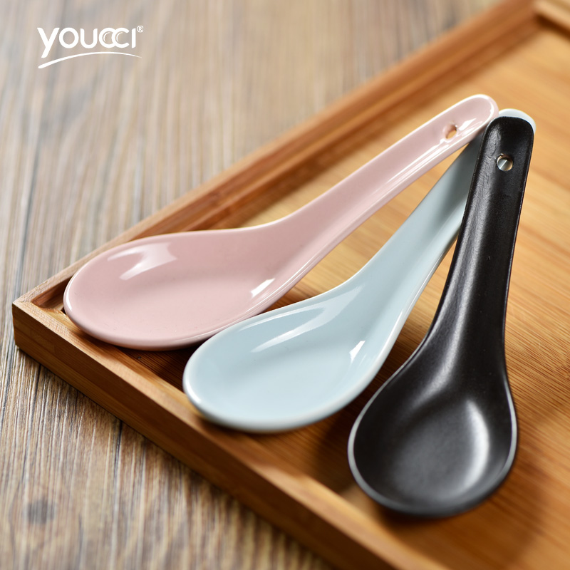 youcci Yo-yo Porcelain Day Style Flat Bottom Ceramic Small Spoon Ceramic Spoon Creative Home Eat With Small Tablespoon Tablespoon