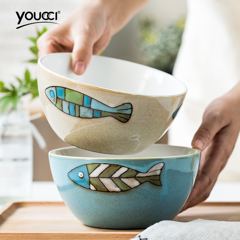 Creative hand - made home small mercifully rainbow such as bowl restaurant food bowl soup bowl Chinese ceramic tableware 6 inches for rainbow such use