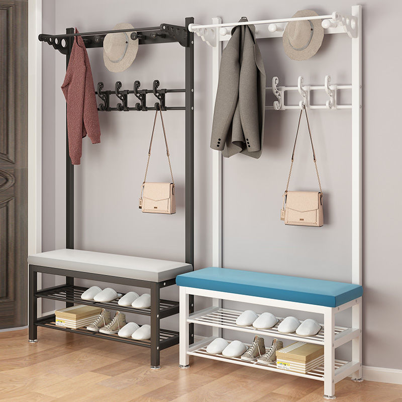 Changing shoes Stool Shoes Cabinet With Hanging Clothes Hanger Integrated Simple Cloister Stand Floor Doorway Can Sit Shoes Rack Bedroom Clothes Hanger