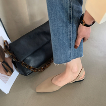 Baotou Sandals Women 2021 New Flat Bottom Spring Summer 100 Hitch Slim Fairy Wind Grandma Shoes Shallow Mouth Soft Bottom Single Shoes