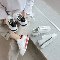 Cow Leather Small White Shoes Women 2021 Spring New 100 Hitch Women Shoes Students Ins Tide Shoes Inner Heightening Thick Bottom Pine Pastry Shoes