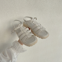 Meme Da Roma Sandals Women Summer Flat Bottom 2021 New Little Fresher College Students Black Thick Underfloor Roman Shoes