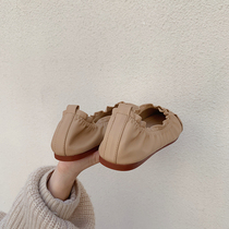 2021new cloorection small crowddesigned bean-bean shoes female ladyshoe student round head gentle fairy grandma shoes