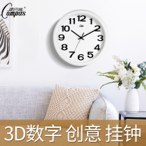 Kangba Silk creative fashion personality wall clock Living room household mute modern stereo digital bedroom quartz clock watch