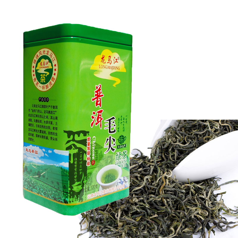 Longmajiang Pu'er Spring Maojian Canned 100g Loose Tea New Tea Special Grade Yunnan Big Leaf Roasted Green Tea
