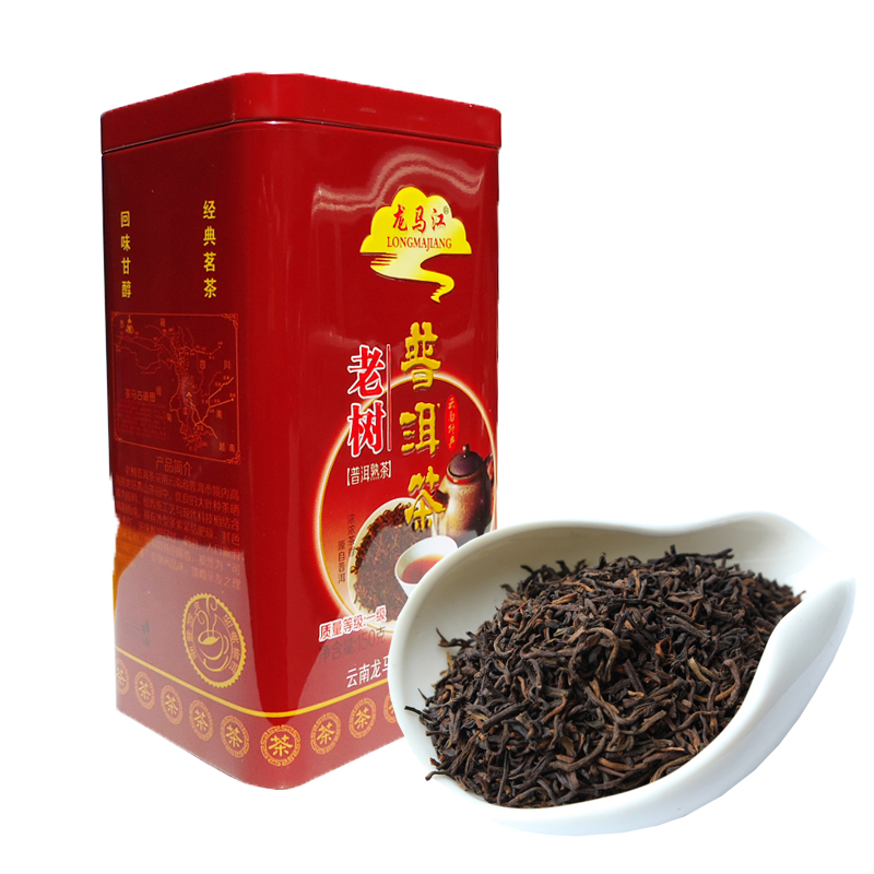 Longmajiang old tree Pu'er tea canned 150g loose tea leaves cooked Pu'er black tea Yunnan specialty large-leaf sun-dried green tea