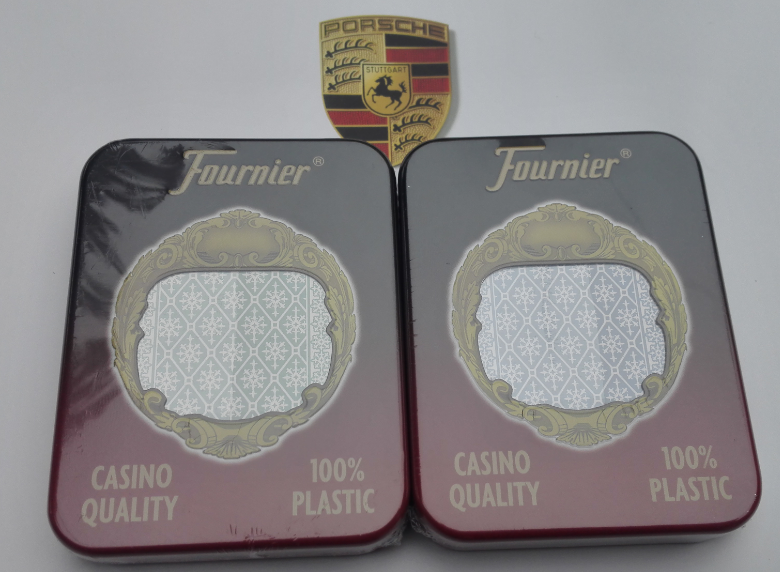 Spanish Imports FOURNIERS-211 Fornials Fania White Side Plastic Frosted Playing Cards Iron Boxed