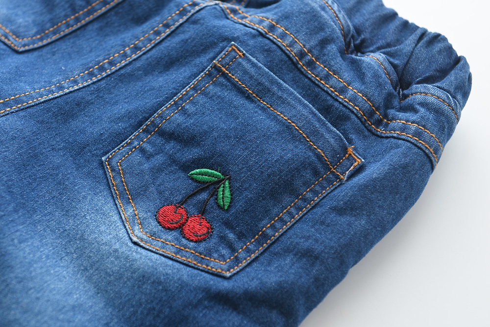 Quần jean nữ trẻ em mềm mại cộng với quần cotton dày ấm dài Quần cotton cho bé mùa đông quần jean ống rộng bé gái xuân hè