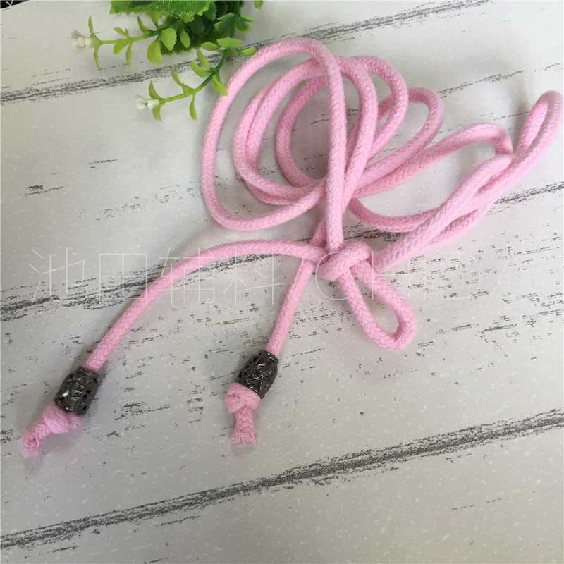 5mm left and right diameter full cotton round rope with active metal rope Drawn Rope Trousers Waist Rope Wind Suit Sportswear Rope