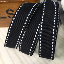 1.7cm wide color butyl polyester woven ribbon black jump white trimming cross striped cap belt belt tie bow