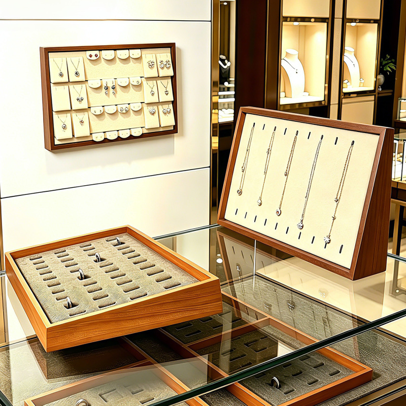 Multifunctional Jewelry Display Stand Necklace Ring Bracelet Earrings Jewelry Wooden Tray Wall Hanging Jewelry Display