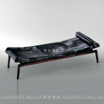 Post-modern chaise longue bedroom couch solid wood beauty couch Hong Kong style light luxury balcony leisure lounge chair Italian style