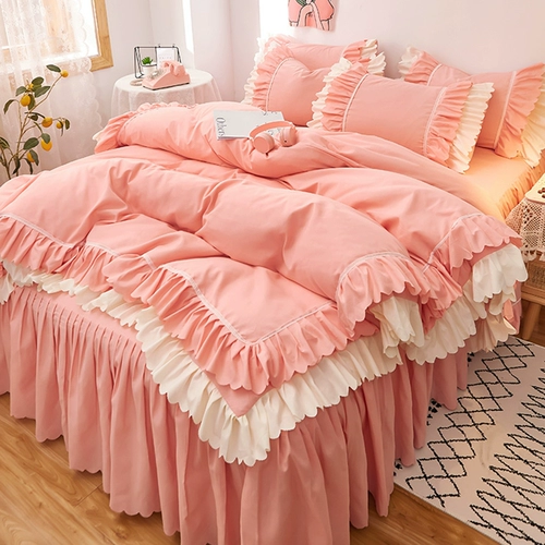 Корейская хлопковая простыня для принцессы, хлопковый комплект, одеяло, демисезонный пододеяльник, 4 предмета