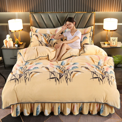 Антистатический электрический зимний комплект, коралловая простыня, двусторонний флисовый пододеяльник, 4 предмета, увеличенная толщина