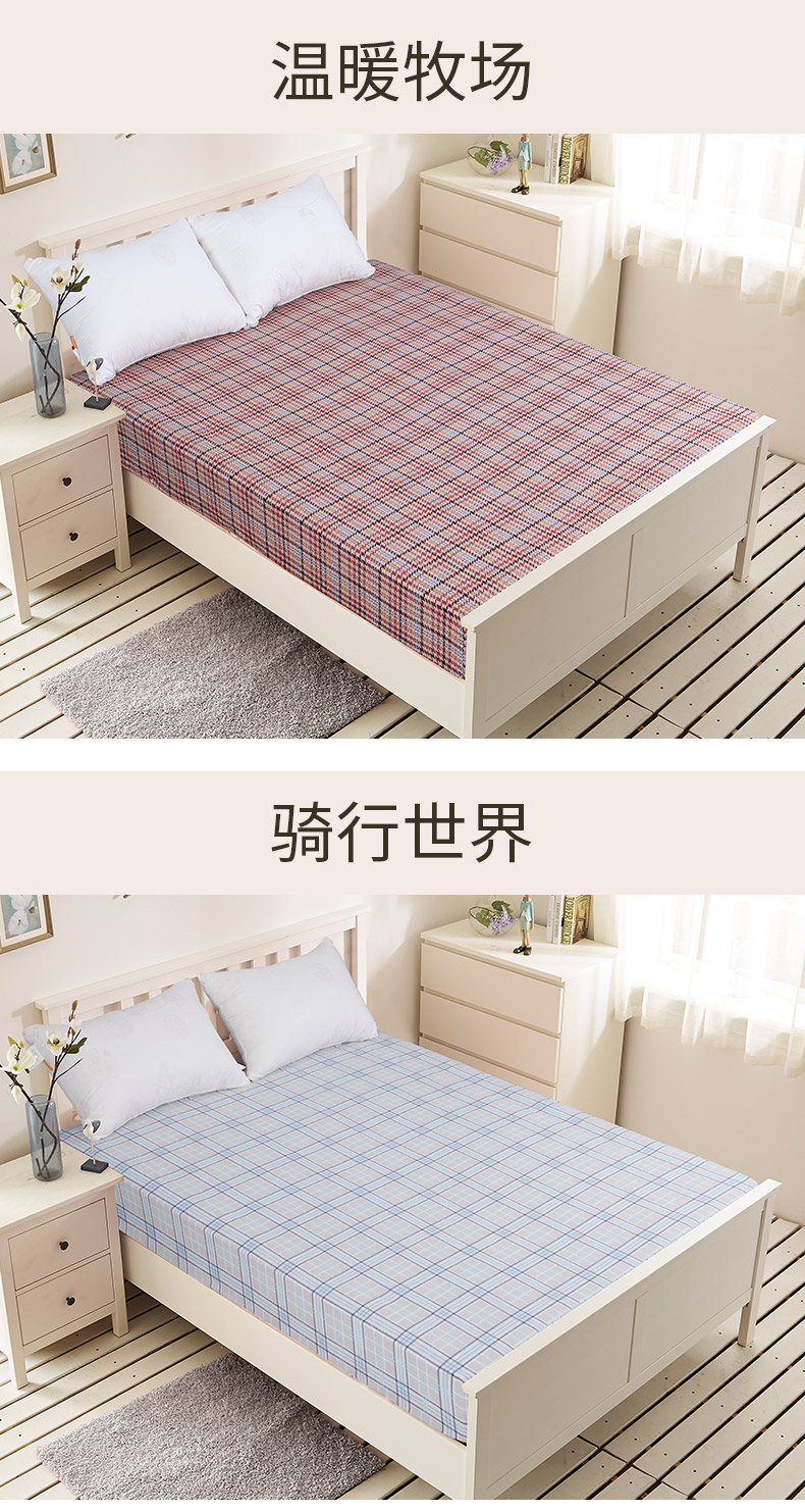 Giường chà bông dày Giường đơn trải giường bằng vải bông trải giường 1.5 Bộ chăn bảo vệ Simmons Giường 1,8m ga chun bọc giường spa